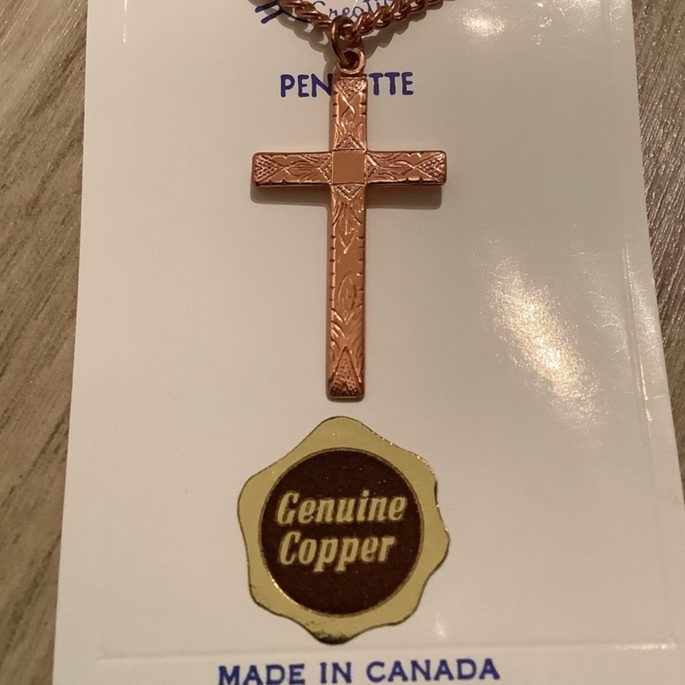 New vintage Copper cross pendette